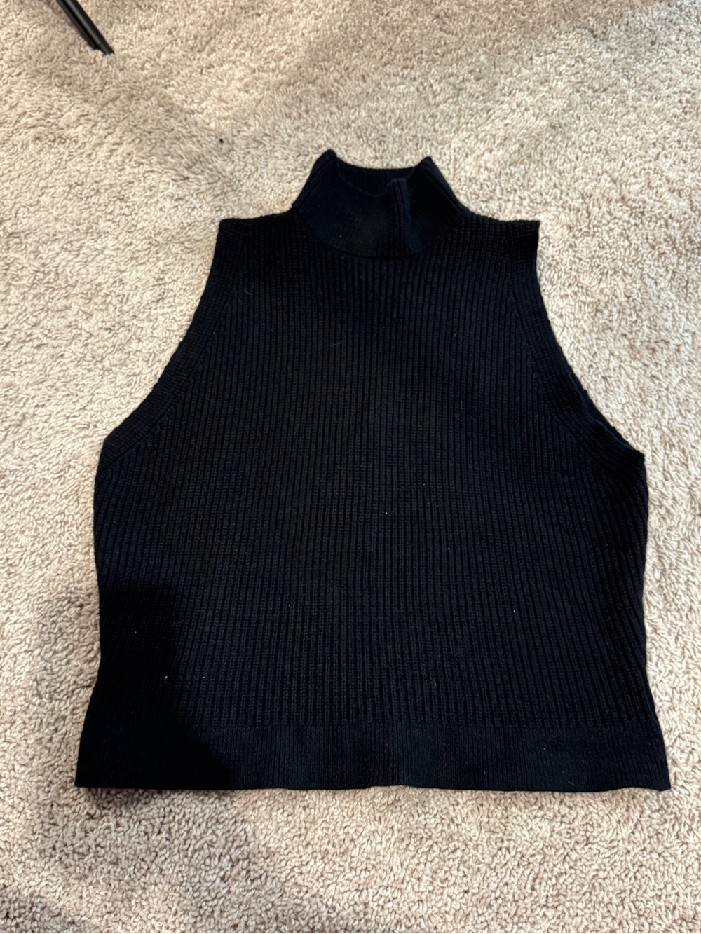 She + Sky Black Ribbed Mock Neck Sweater Tank